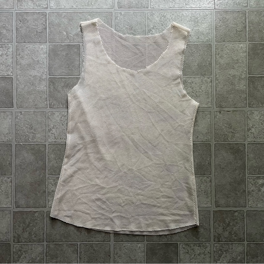 Cream Mesh Stretchy Tank Top Small